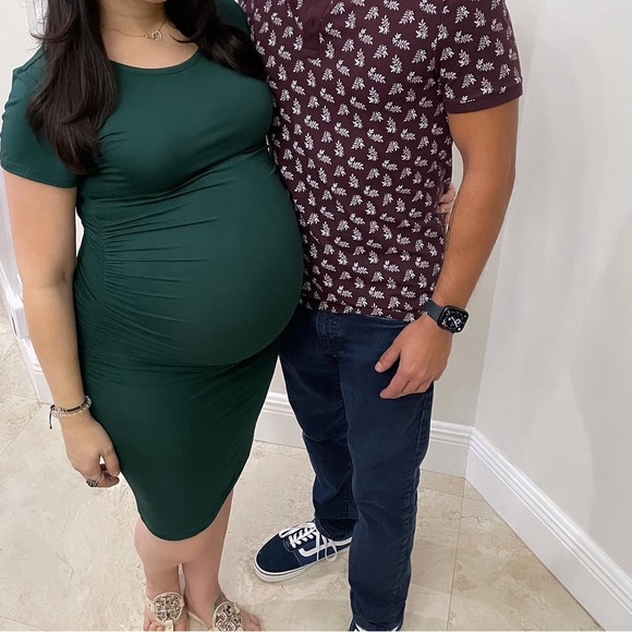 EUC Forest Green Maternity Dress - Size Small - Stretchy & Flattering - Picture 4 of 7